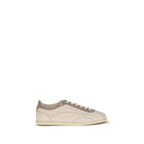 Beige Leather Low Top Sneakers