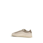 Beige Leather Low Top Sneakers