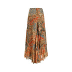 Multicolor Silk Long Skirt