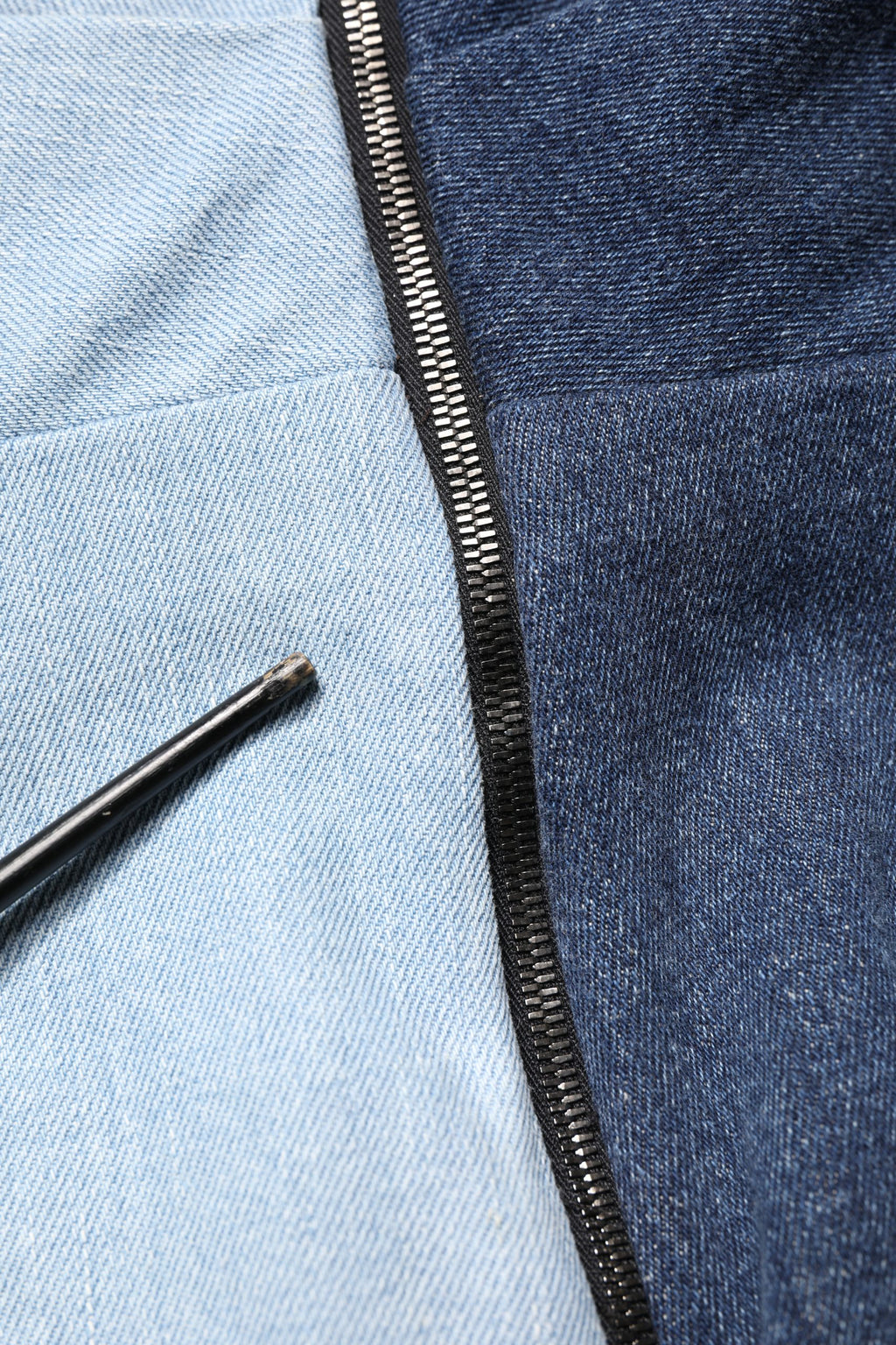 Blue Cotton Patchwork Denim Mini Sheath Dress