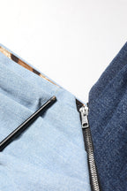 Blue Cotton Patchwork Denim Mini Sheath Dress