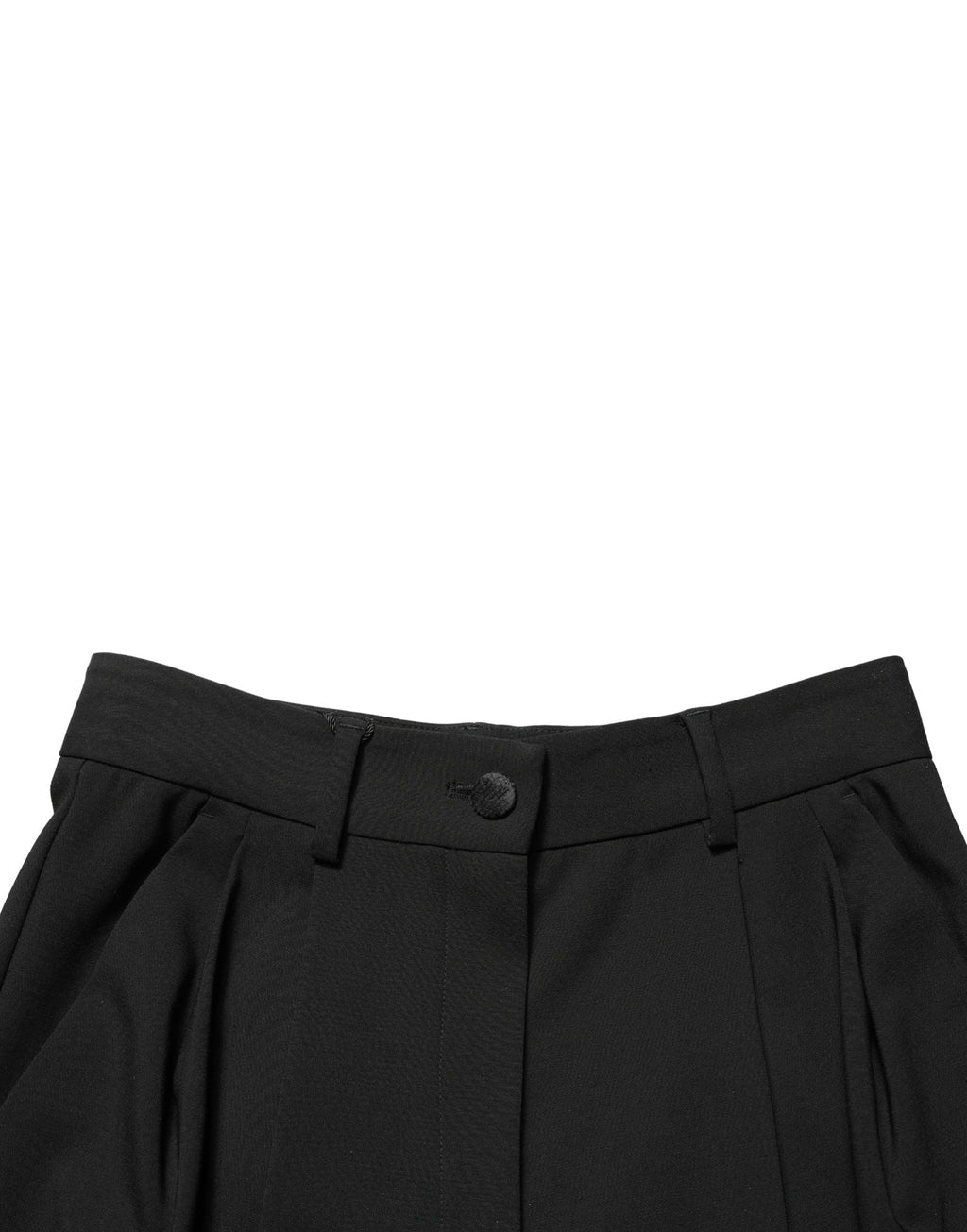 Black Wool High Waist Cropped Trouser Pants