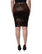 Brown Acetate High-Waisted Pencil Cut Skirt