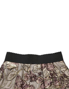 Multicolor Floral Jacquard A-LineMini Skirt