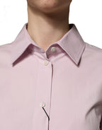 Pink Cotton Long Sleeves Collared Shirt Top