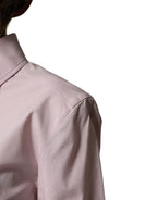 Pink Cotton Long Sleeves Collared Shirt Top