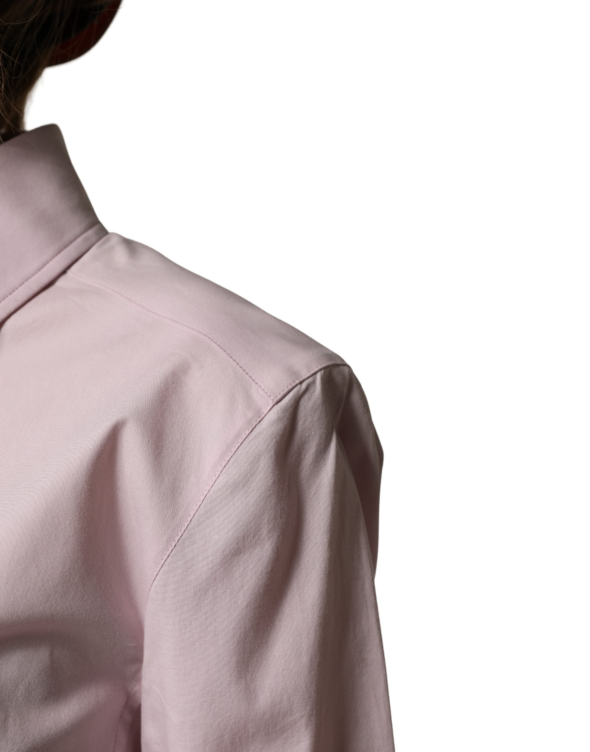 Pink Cotton Long Sleeves Collared Shirt Top