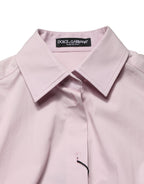 Pink Cotton Long Sleeves Collared Shirt Top