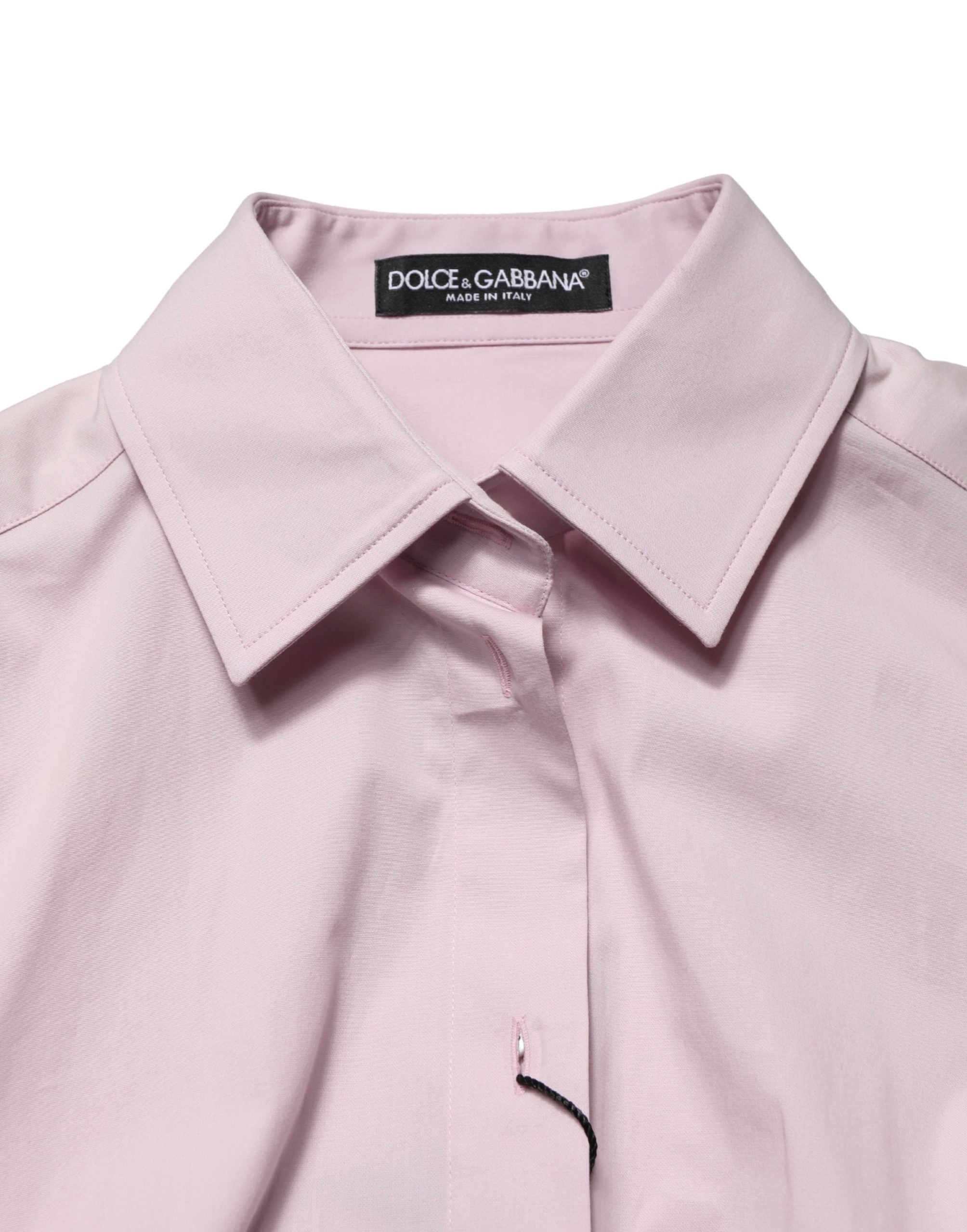 Pink Cotton Long Sleeves Collared Shirt Top