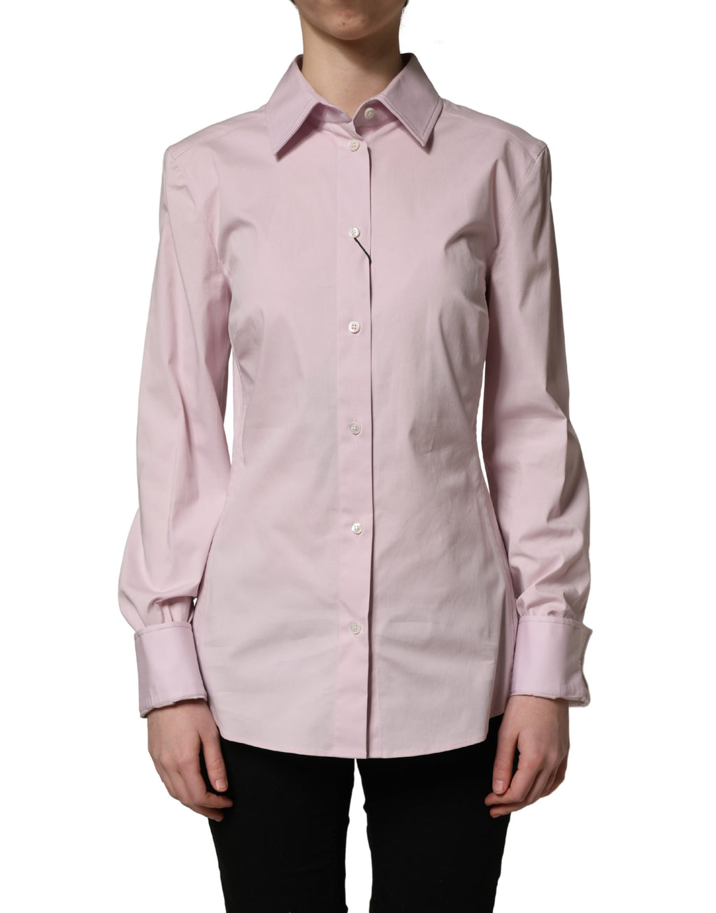 Pink Cotton Long Sleeves Collared Shirt Top