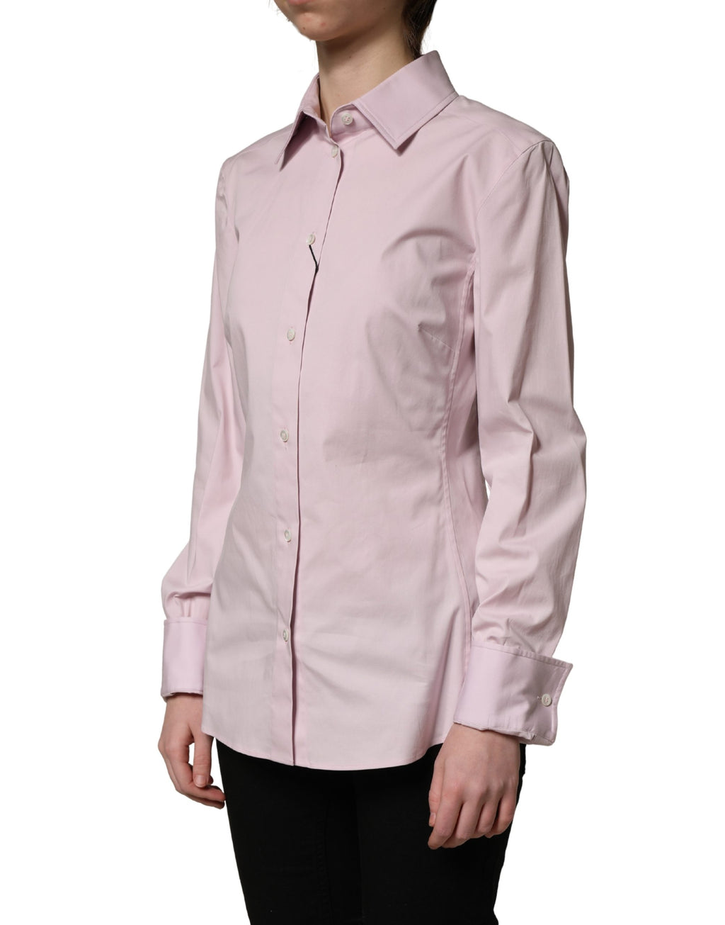 Pink Cotton Long Sleeves Collared Shirt Top