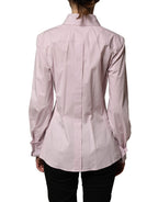 Pink Cotton Long Sleeves Collared Shirt Top