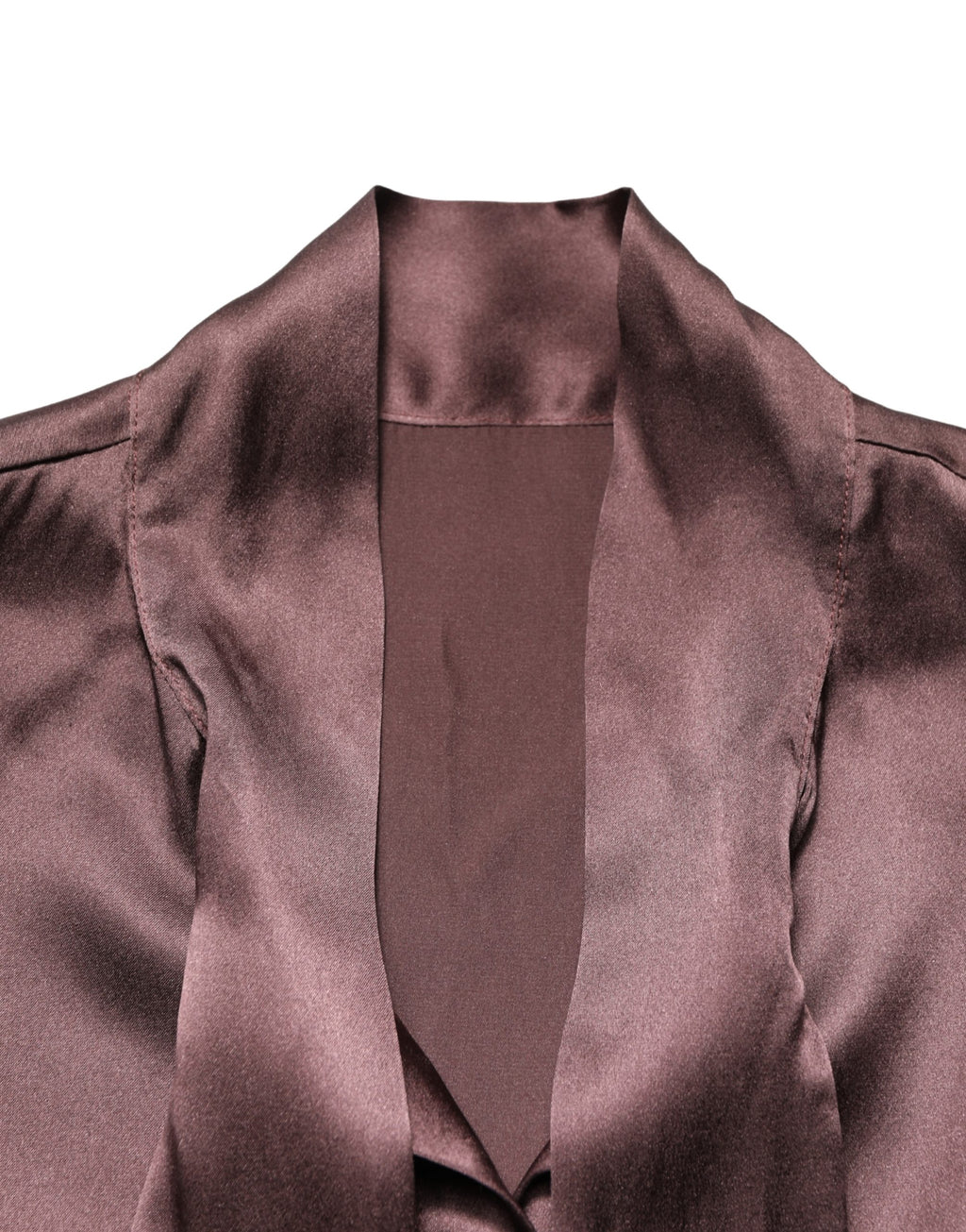 Violet Satin Long Sleeve Ascot Tie Shirt Top