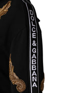 Black Embroidered Tassel Hooded Sweatshirt Sweater