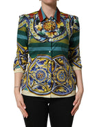 Multicolor Majolica Print Cotton Blouse Top