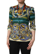 Multicolor Majolica Print Cotton Blouse Top