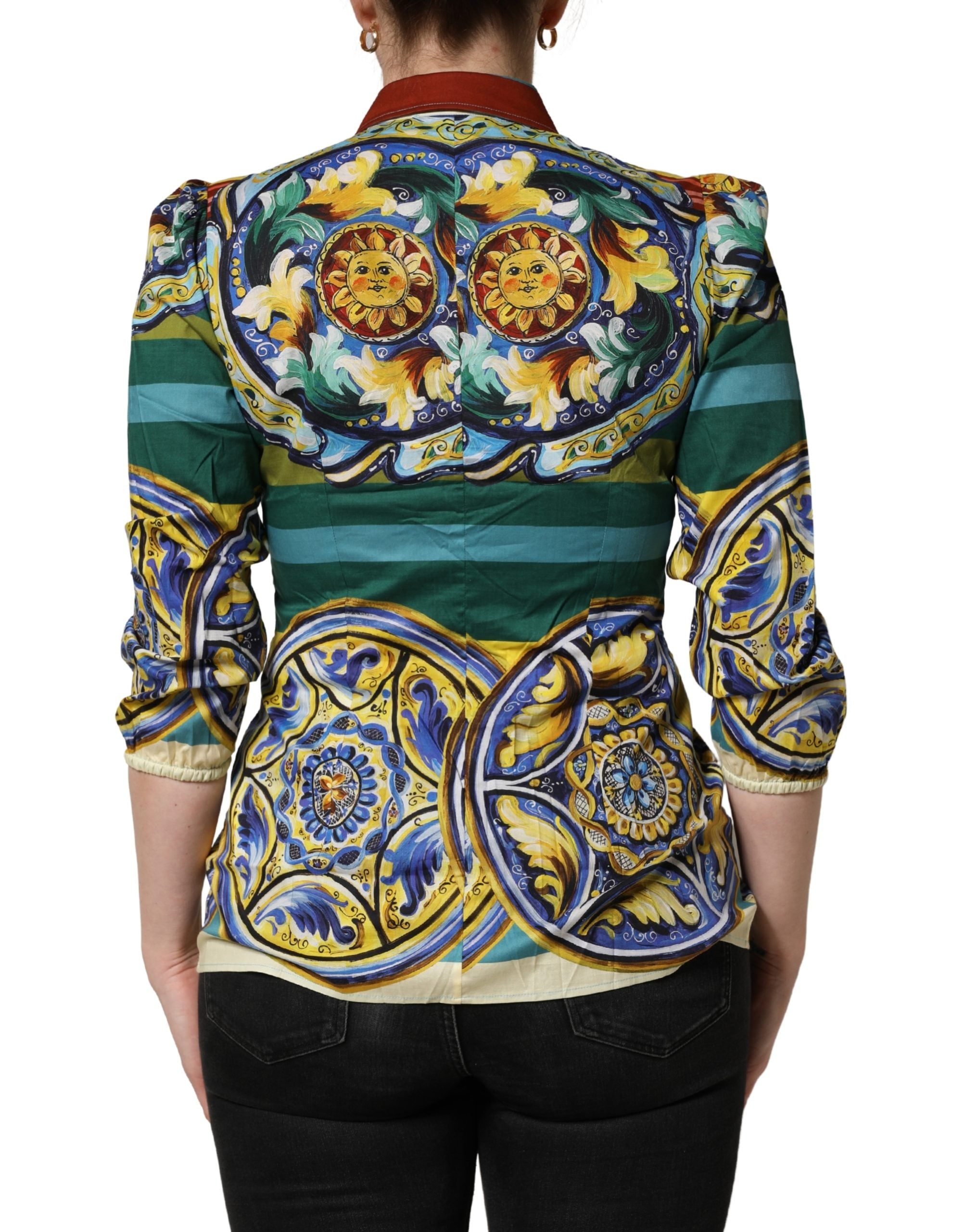 Multicolor Majolica Print Cotton Blouse Top