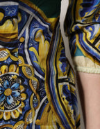 Multicolor Majolica Print Cotton Blouse Top