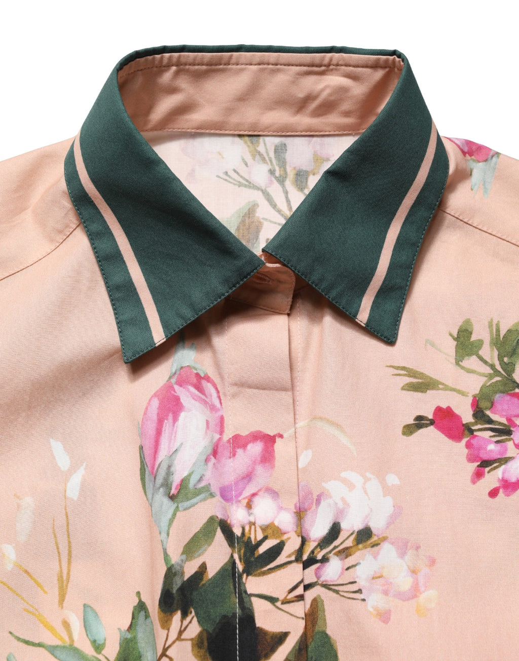 Pink Floral Cotton Button Front Shirt Top