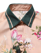 Pink Floral Cotton Button Front Shirt Top