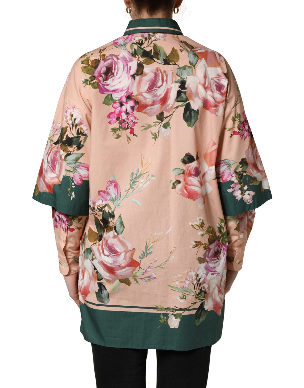 Pink Floral Cotton Button Front Shirt Top