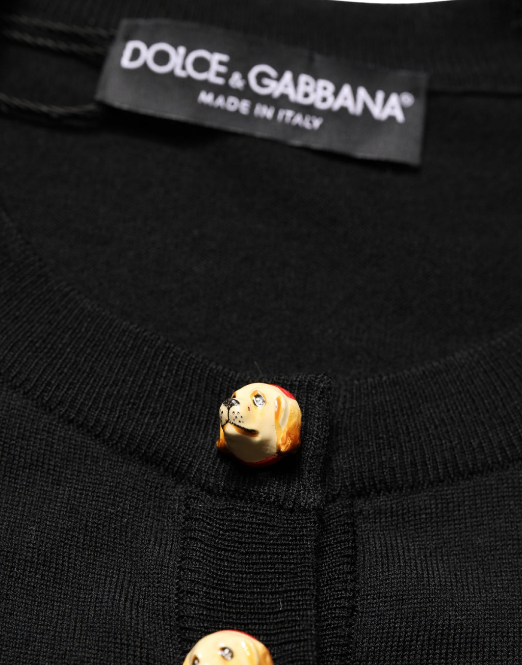 Black Wool Knitted Button Front Cardigan Sweater