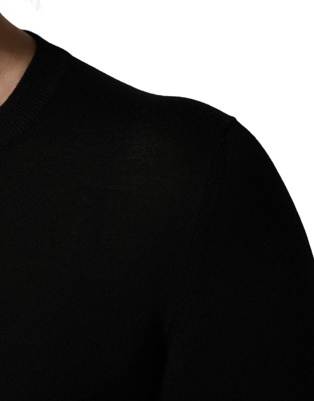 Black Wool Knitted Button Front Cardigan Sweater