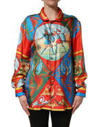 Multicolor Printed Long Sleeve Button Down Shirt Top