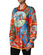 Multicolor Printed Long Sleeve Button Down Shirt Top