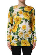 Yellow Rose Floral Long Sleeves Blouse Top