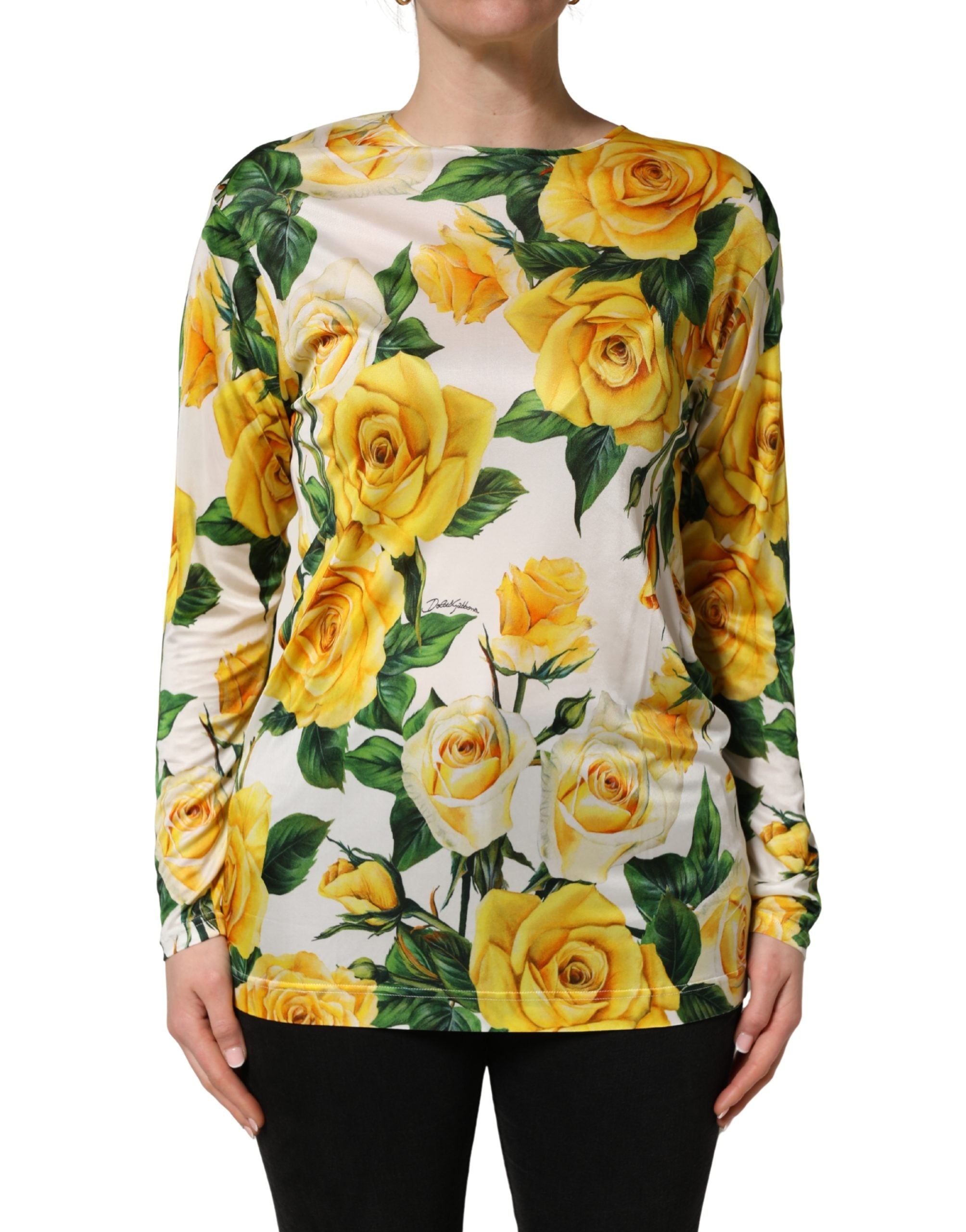 Yellow Rose Floral Long Sleeves Blouse Top