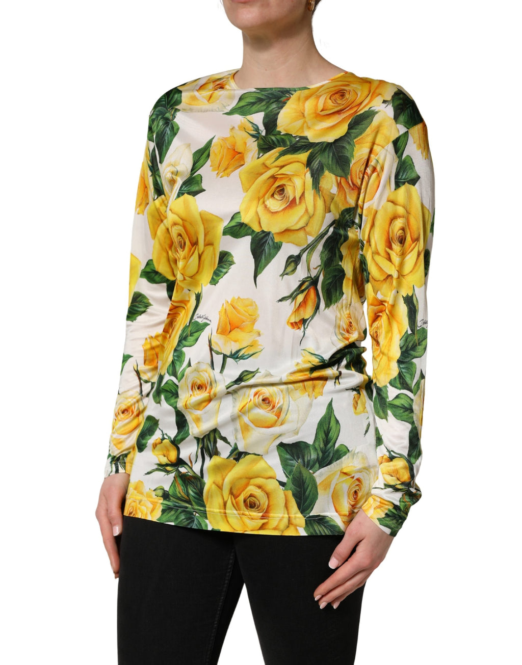 Yellow Rose Floral Long Sleeves Blouse Top