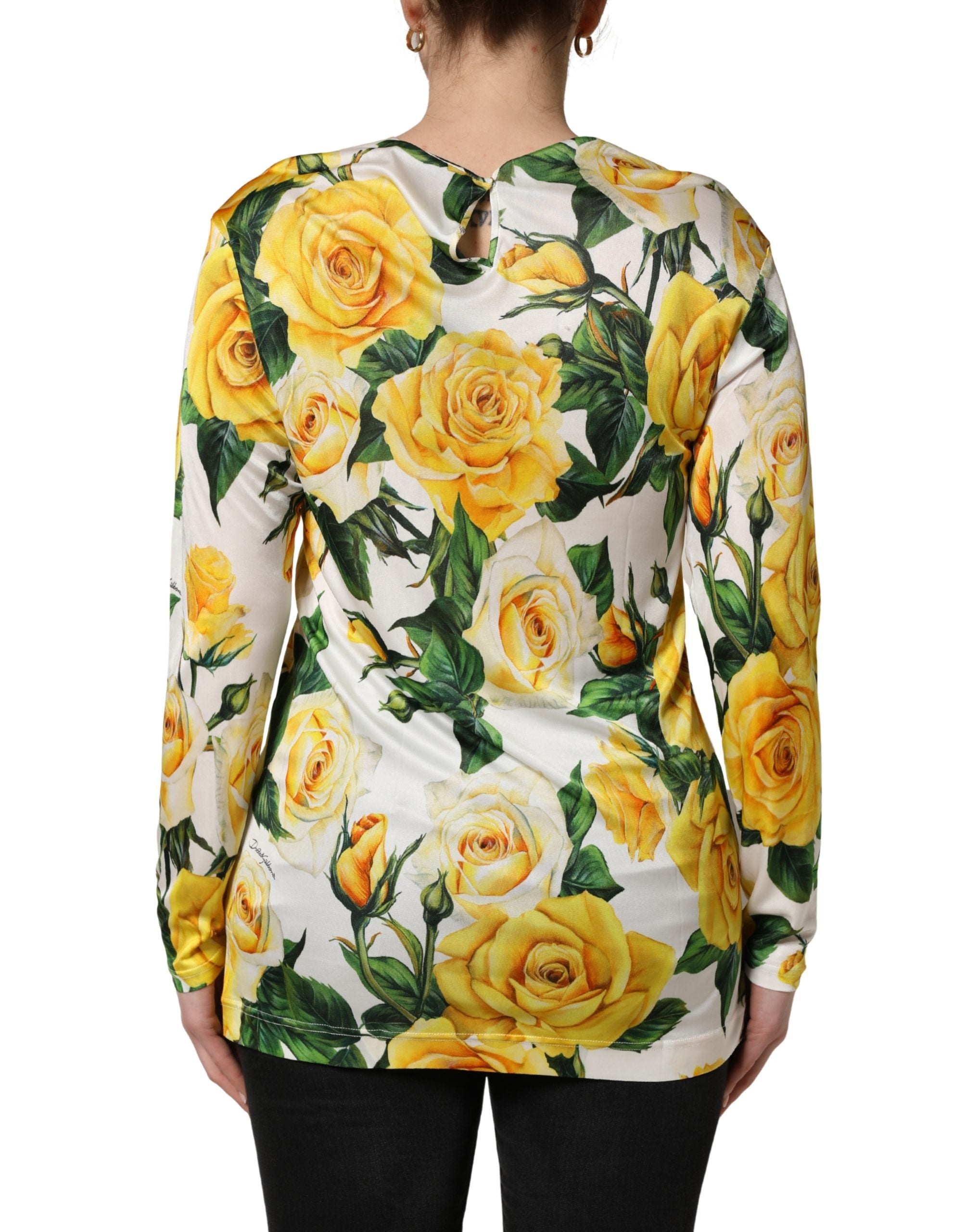 Yellow Rose Floral Long Sleeves Blouse Top
