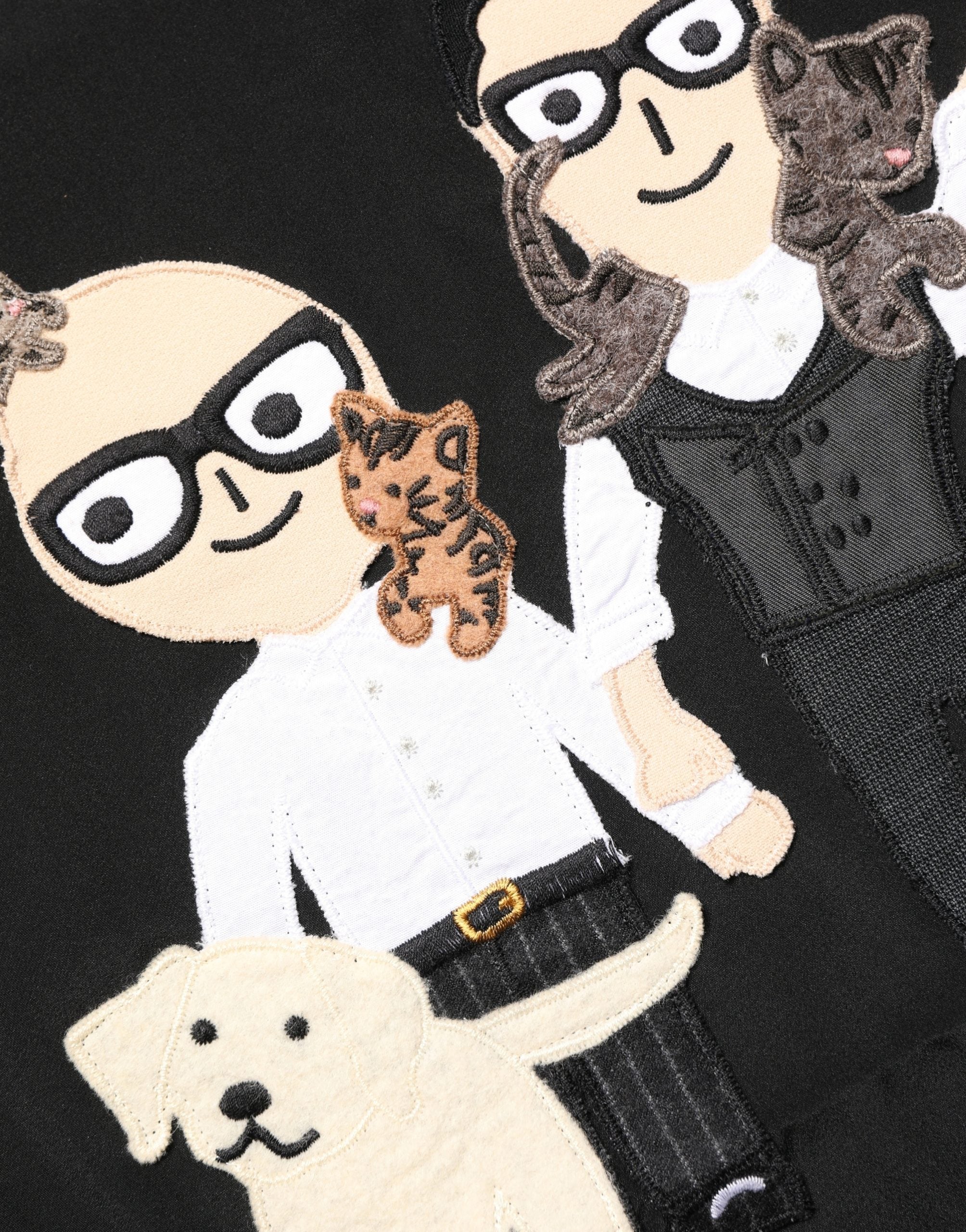 Black #dgfamily Silk Blouse Top