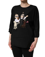 Black #dgfamily Silk Blouse Top