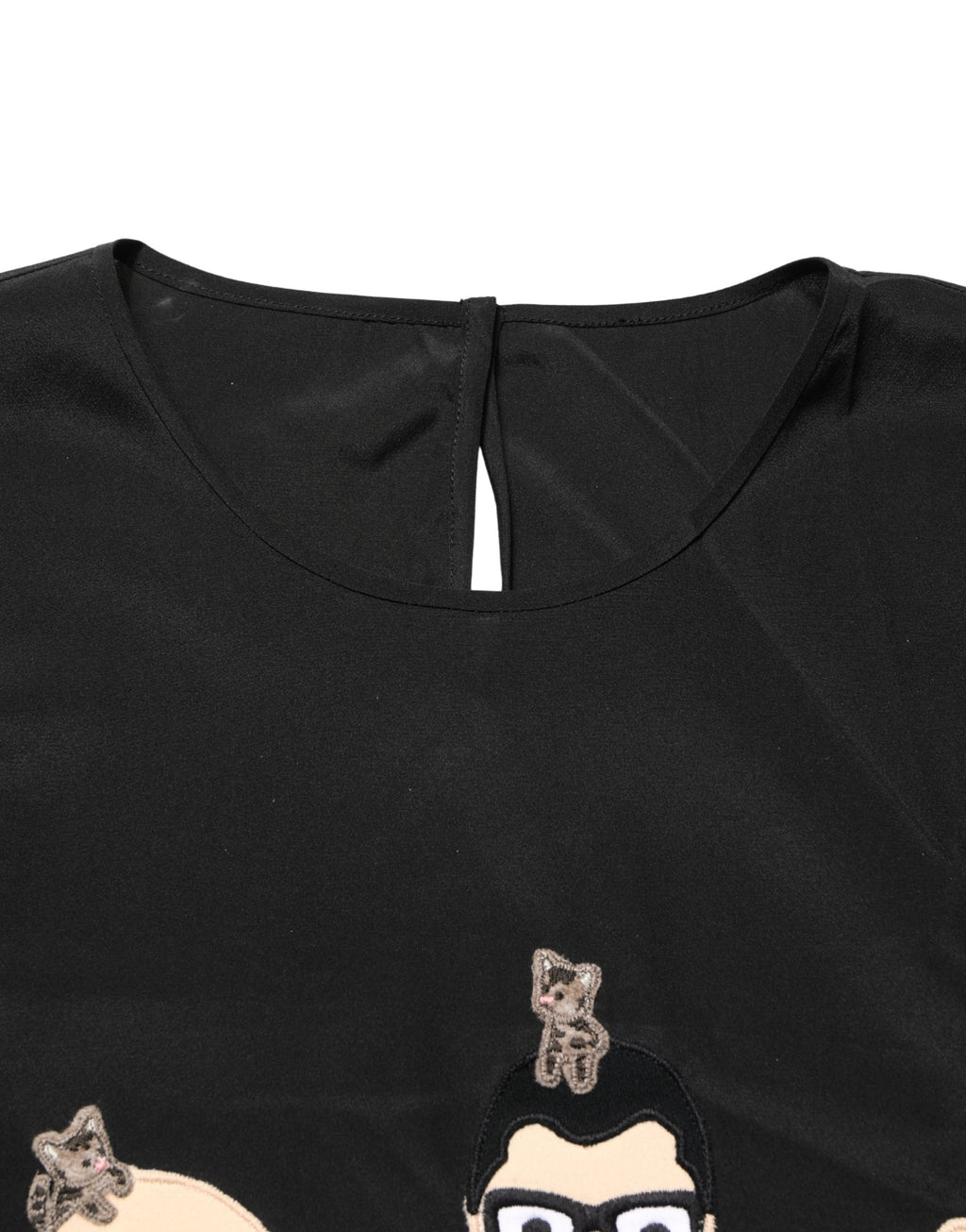 Black #dgfamily Silk Blouse Top