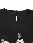 Black #dgfamily Silk Blouse Top