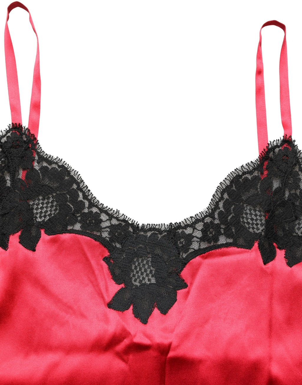 Red Silk Lace Trim Camisole Sleeveless Tank Top