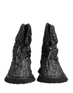 Black Logo Print Lace Up Snow Boots Shoes