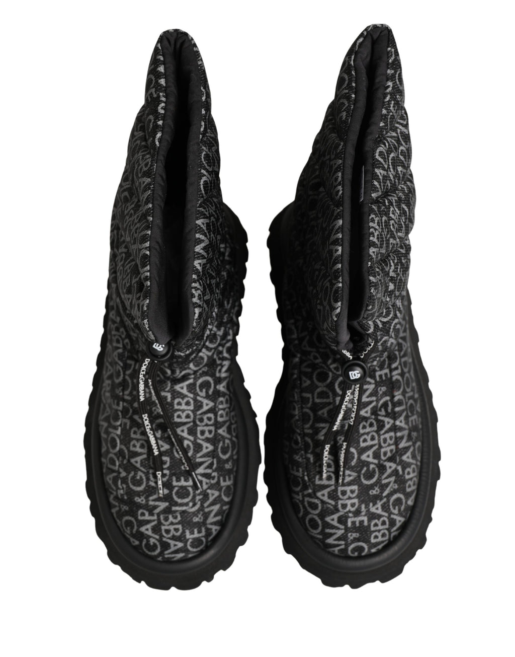 Black Logo Print Lace Up Snow Boots Shoes