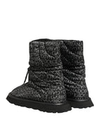Black Logo Print Lace Up Snow Boots Shoes