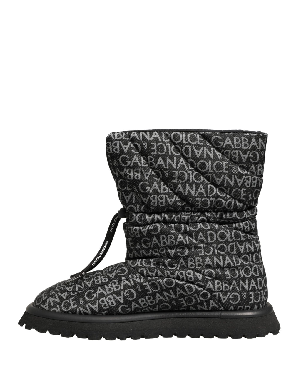 Black Logo Print Lace Up Snow Boots Shoes
