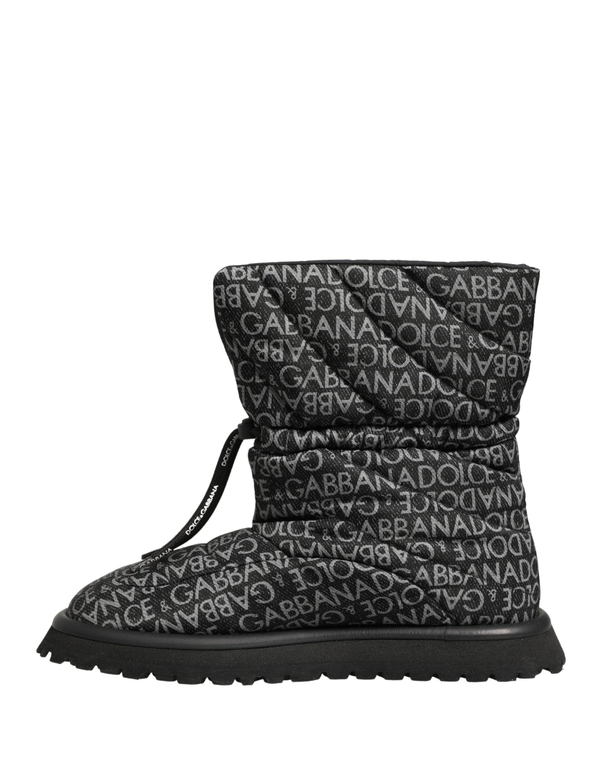Black Logo Print Lace Up Snow Boots Shoes