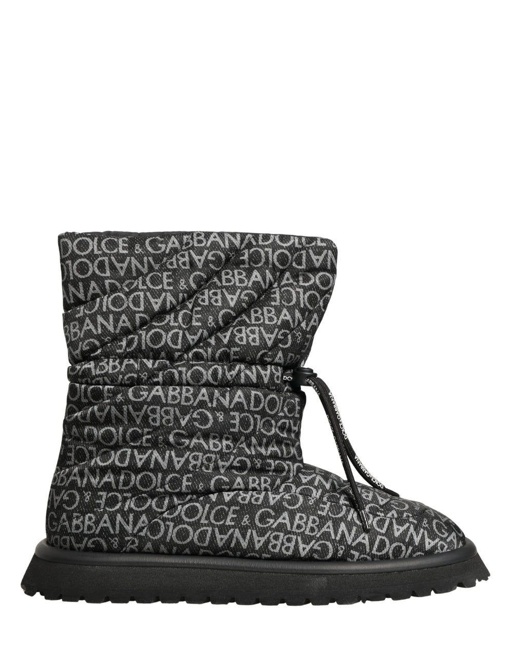 Black Logo Print Lace Up Snow Boots Shoes