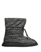 Black Logo Print Lace Up Snow Boots Shoes