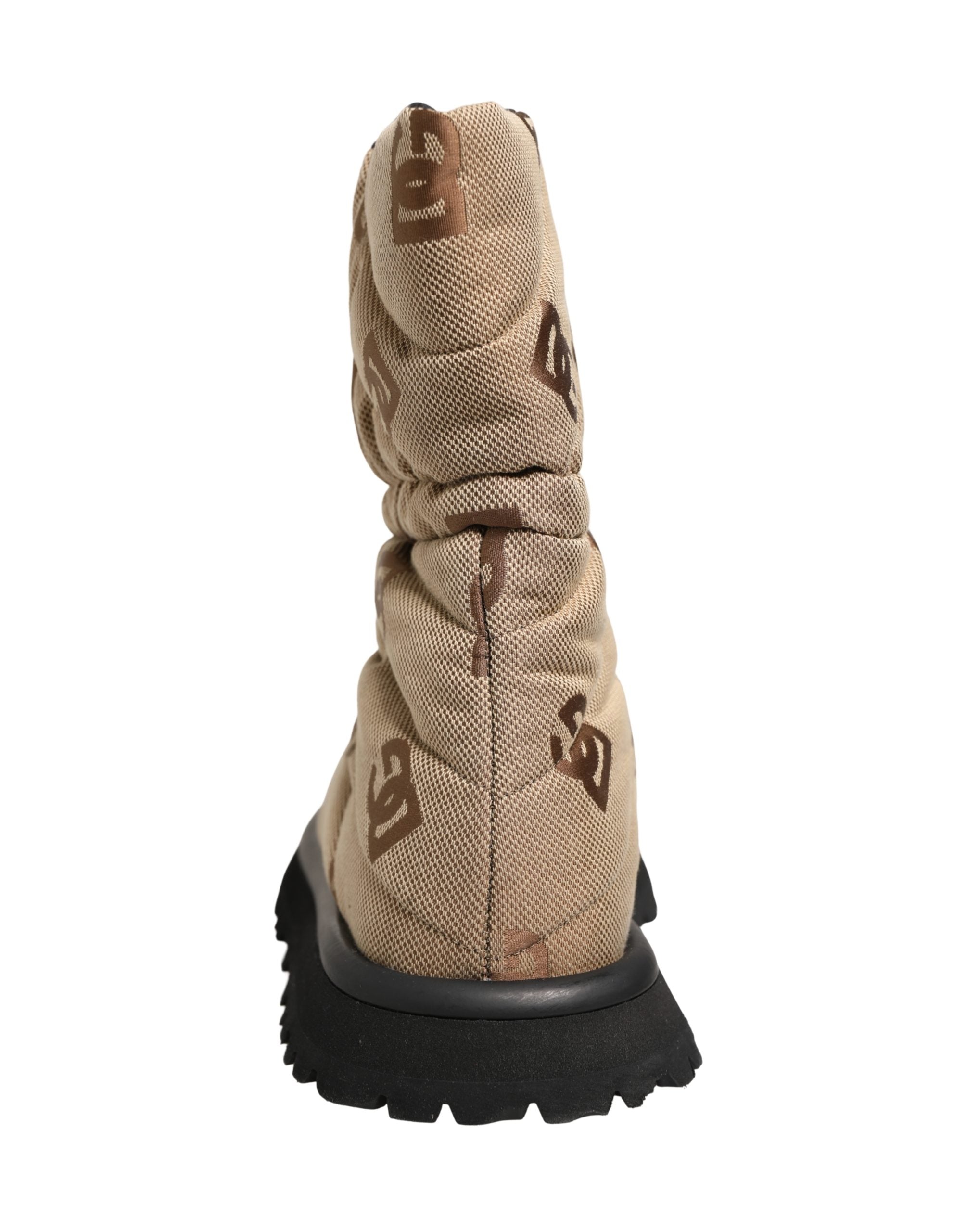 Brown Logo Print Lace Up Snow Boots Shoes