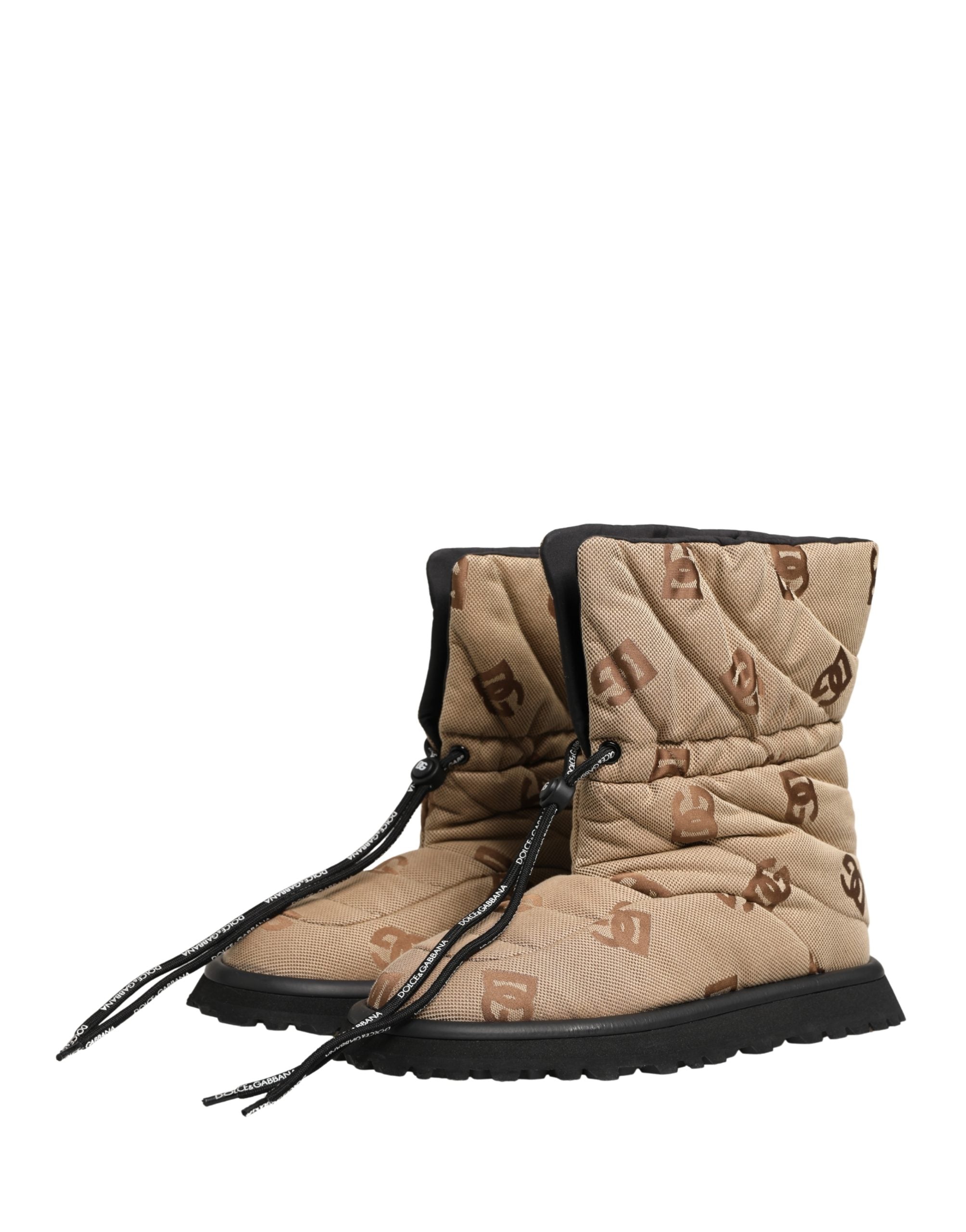 Brown Logo Print Lace Up Snow Boots Shoes