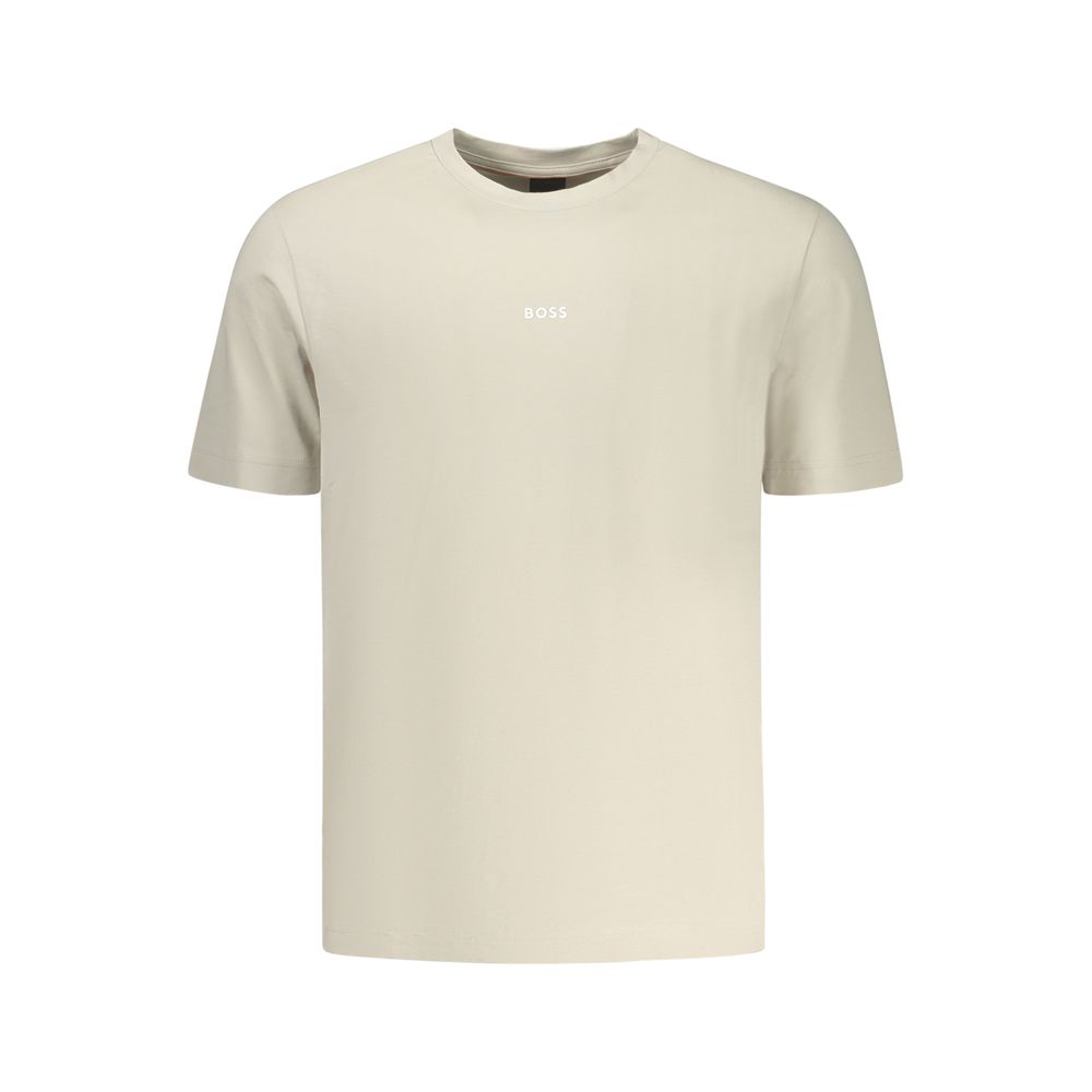 Beige Cotton Men T-Shirt