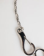 Silver Tone DG Logo Keychain Key Holder Bag Charm Keyring