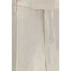 Beige Silk Casual Pants